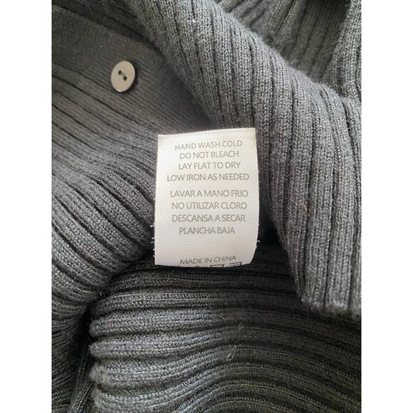 Be Cool Womens Size Small Black Ribbed Cardigan V-Neck Sweater Stretchy - Picture 6 of 8